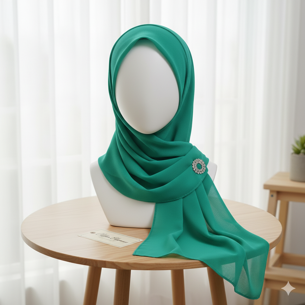 TEAL GREEN CHIFFON SCARF