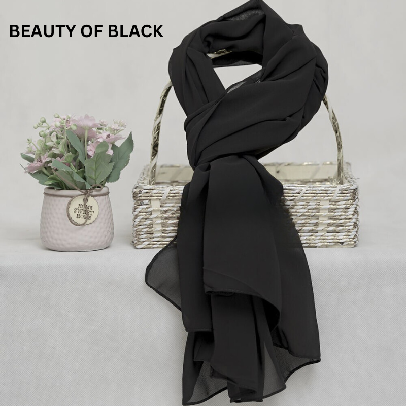 BLACK CHIFFON SCARF