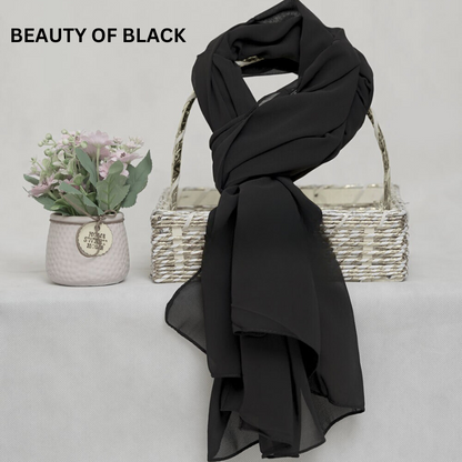 BLACK CHIFFON SCARF