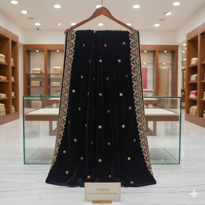 Velvet Floral Shawl (2 sided border)