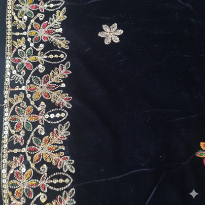 Velvet Floral Shawl (2 sided border)