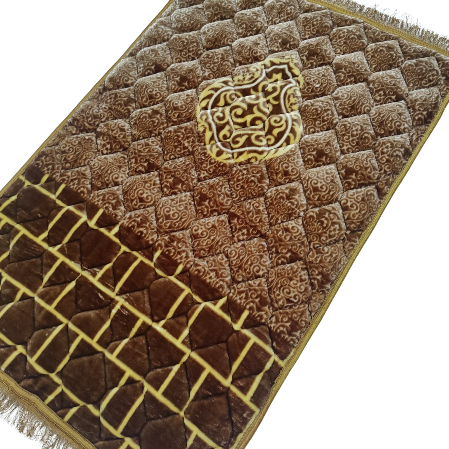 Golden Pattern Quilted Velvet Prayer Mat