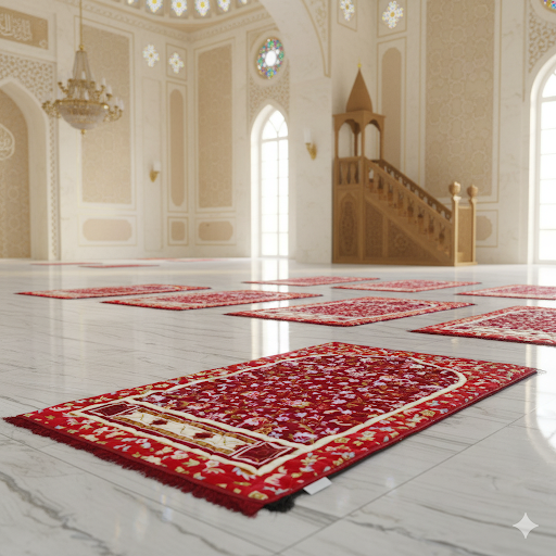 Red Velvet Floral Prayer Mat (Quilted)
